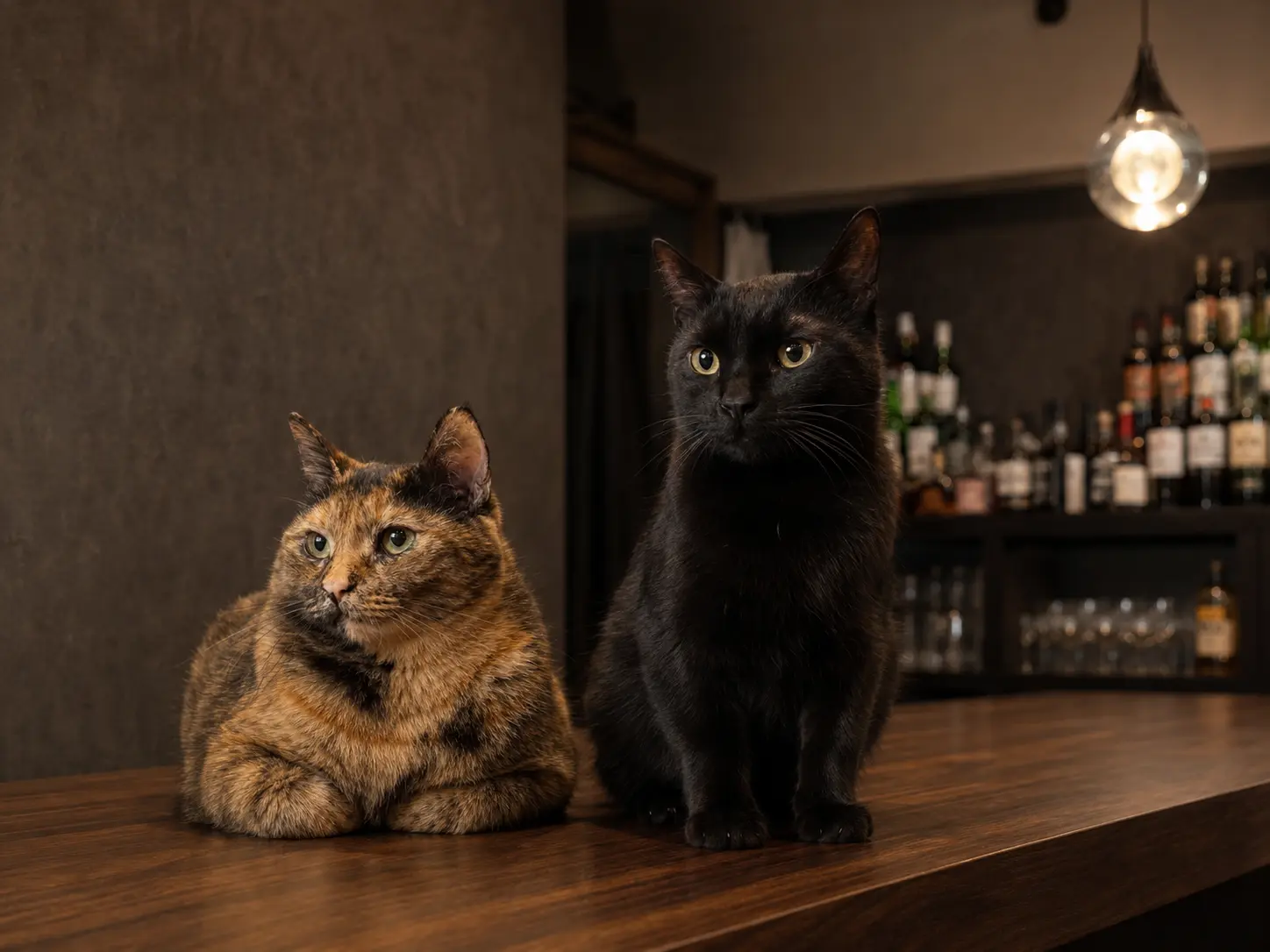 またたび酒場ルポで暮らす黒猫とサビ猫